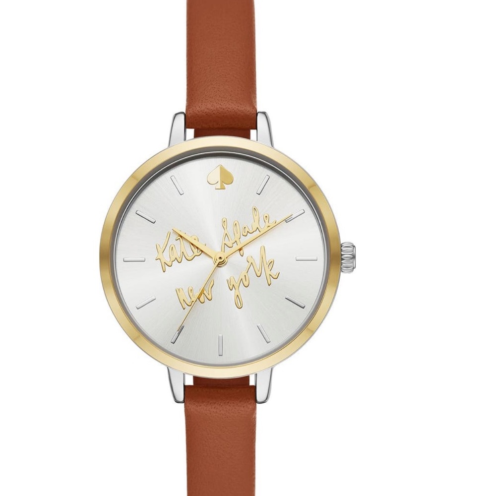 kate spade new york logo dial leather strap watch, 34mm